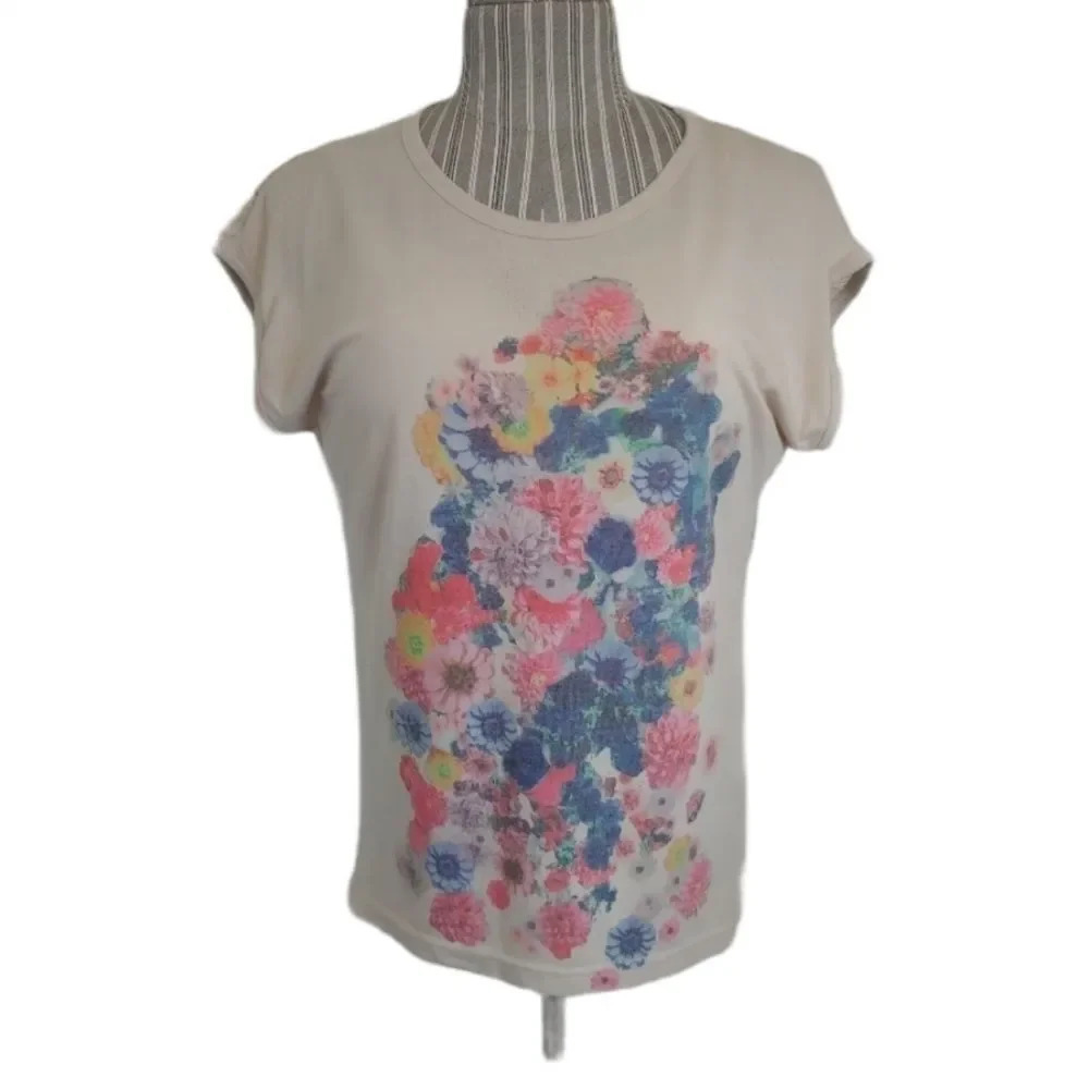 Peppercorn  Tan Printed Shirt with Lace Back, S